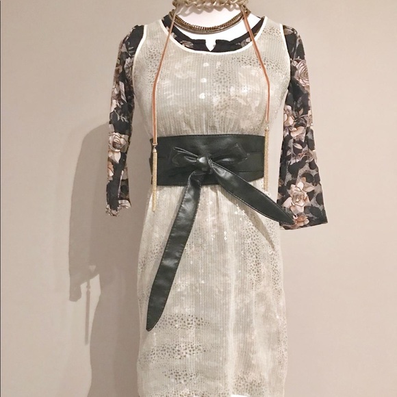 Vintage sheer mesh sequin dress overlay - Picture 3 of 10